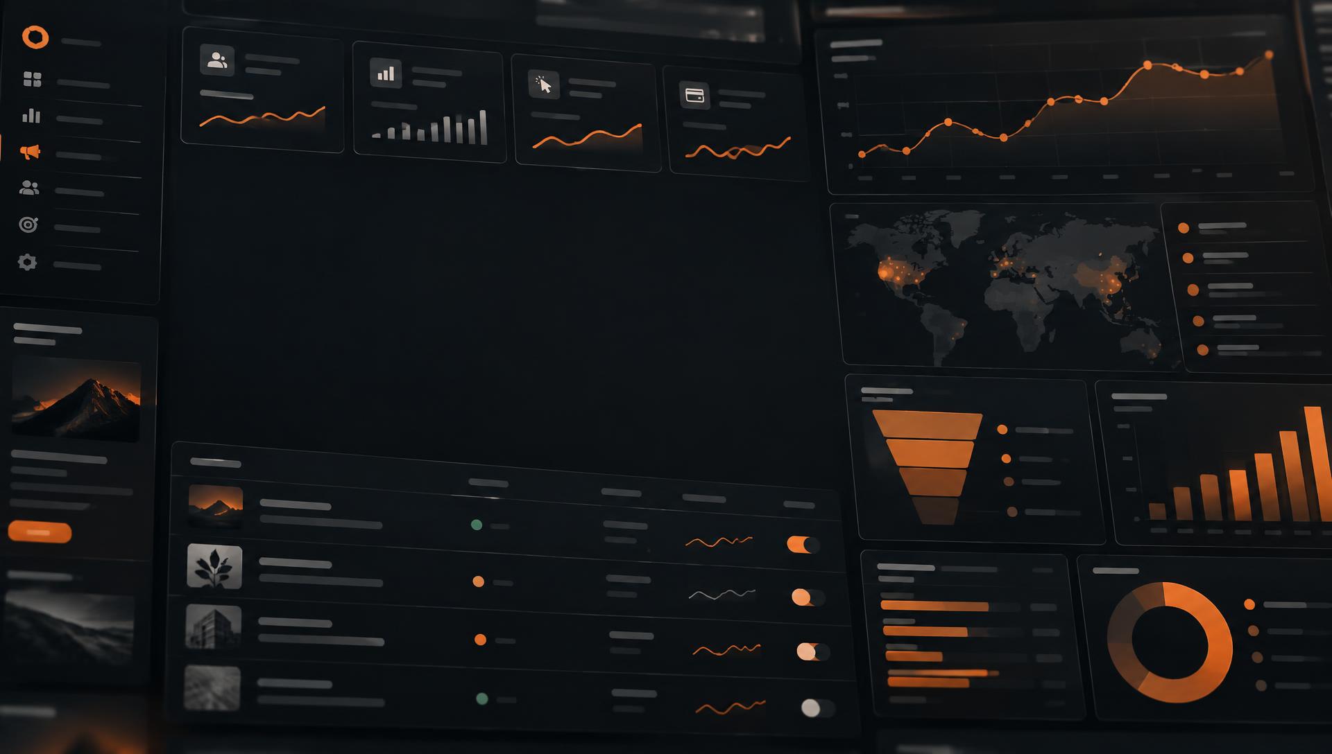 Stylised dark advertising campaign dashboard